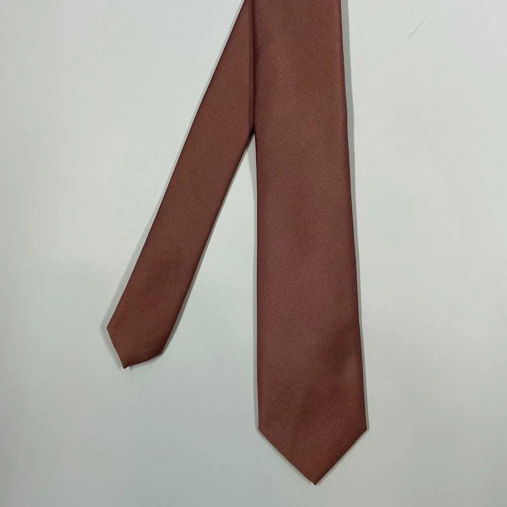 Birdy Grey Terracotta Woven Satin Skinny Necktie Mens OS